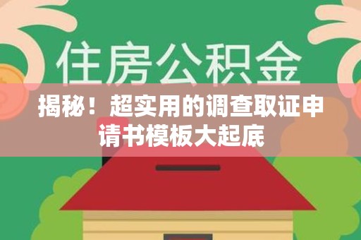 新罗揭秘！超实用的调查取证申请书模板大起底