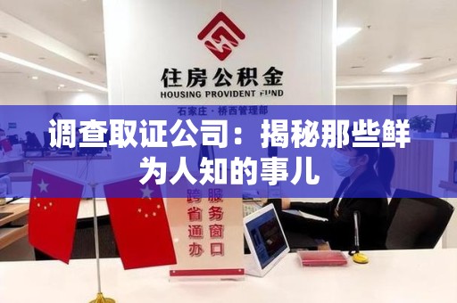 新罗调查取证公司：揭秘那些鲜为人知的事儿