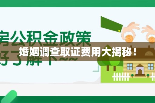新罗婚姻调查取证费用大揭秘！