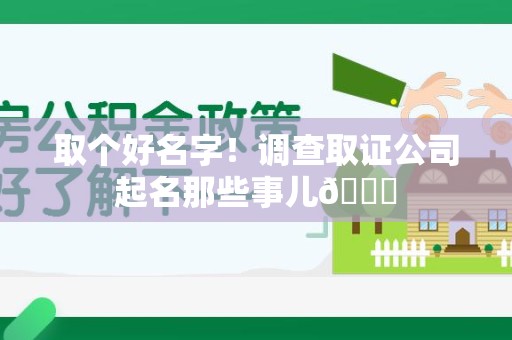 新罗取个好名字！调查取证公司起名那些事儿😎