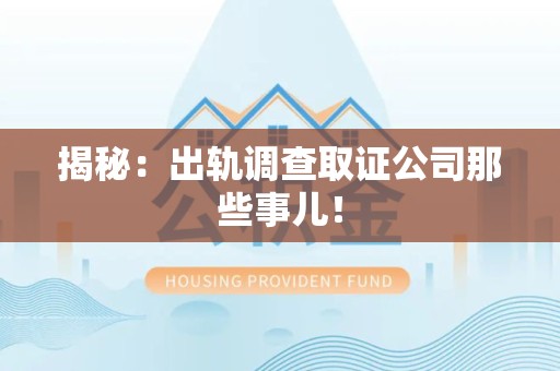 新罗揭秘：出轨调查取证公司那些事儿！