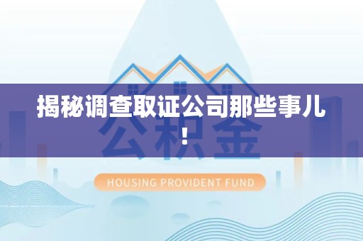 新罗揭秘调查取证公司那些事儿！