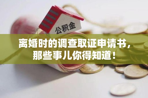 新罗离婚时的调查取证申请书，那些事儿你得知道！