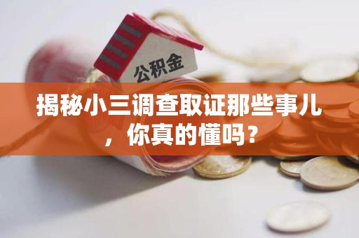 新罗揭秘小三调查取证那些事儿，你真的懂吗？