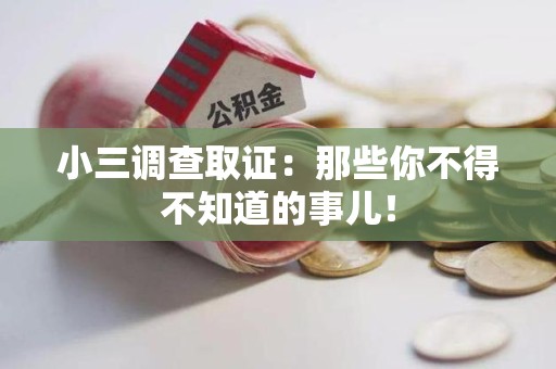 新罗小三调查取证：那些你不得不知道的事儿！