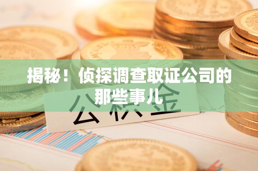 新罗揭秘！侦探调查取证公司的那些事儿